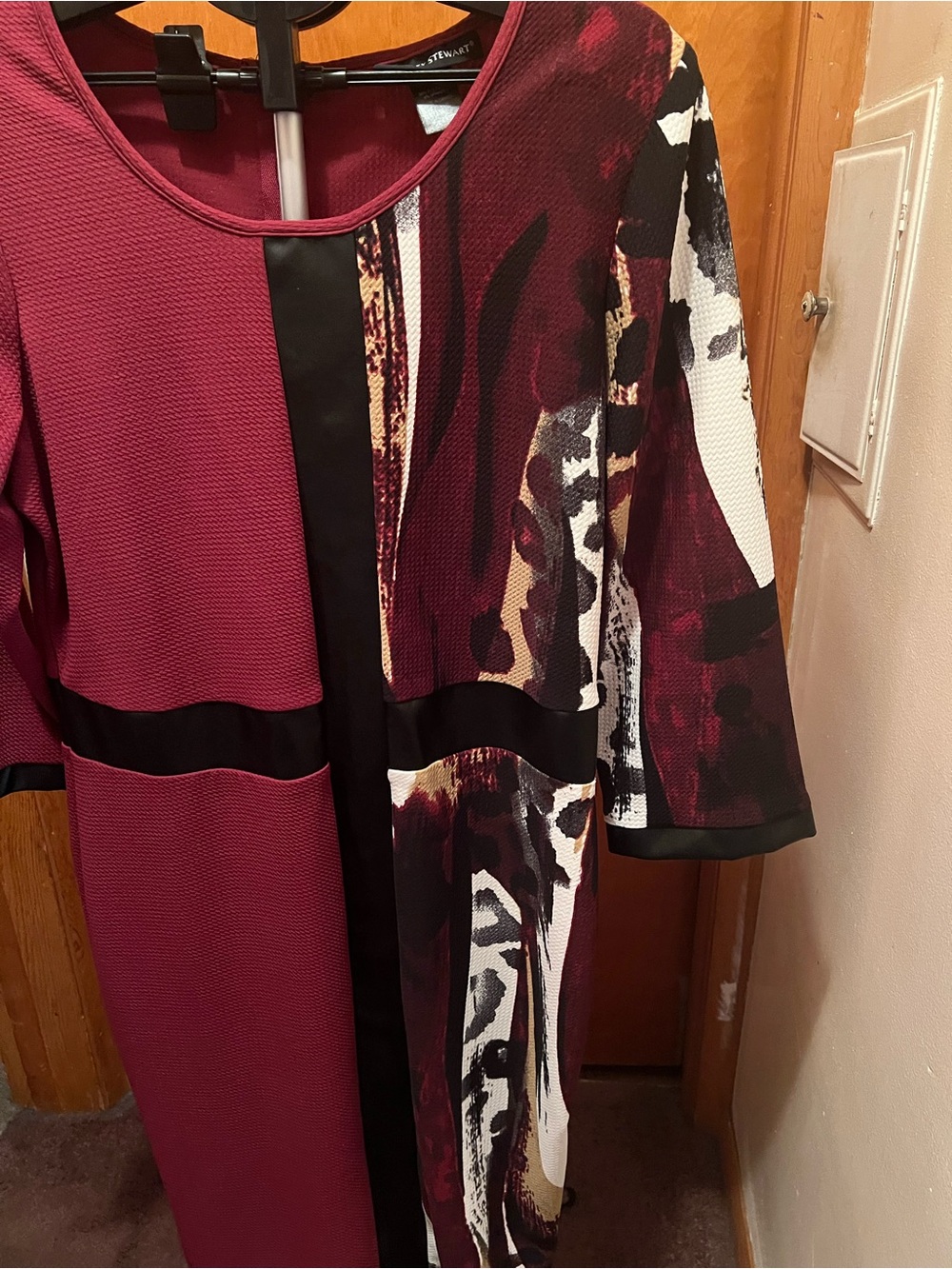 Elegant Maroon & Black Print Women’s Dress